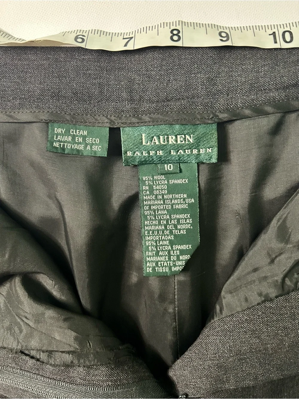 Ralph Lauren Women’s Vintage Dark Grey Wool Blend high-rise Trousers 1990s